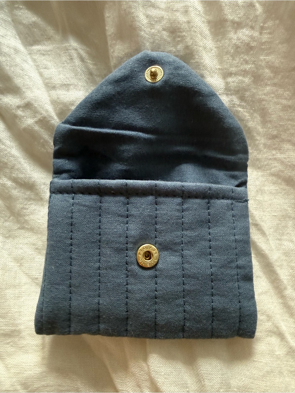 NWOT SEZANE Quilted Coin Purse / Travel Jewelry Pouch: Slate Blue, Gold Snap 💌 - Picture 3 of 8